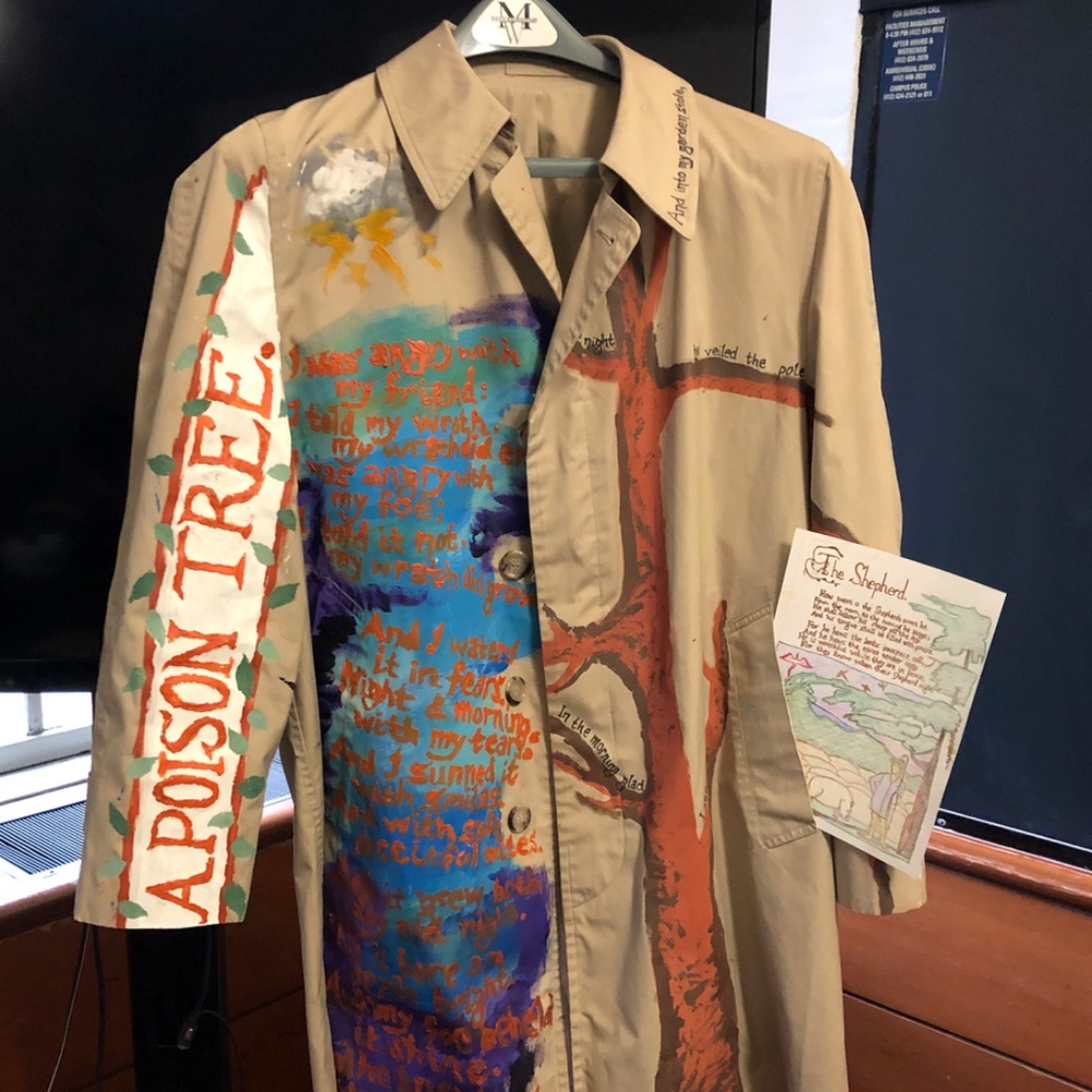 Hand-Painted Trench Coat Inspired by William Blake